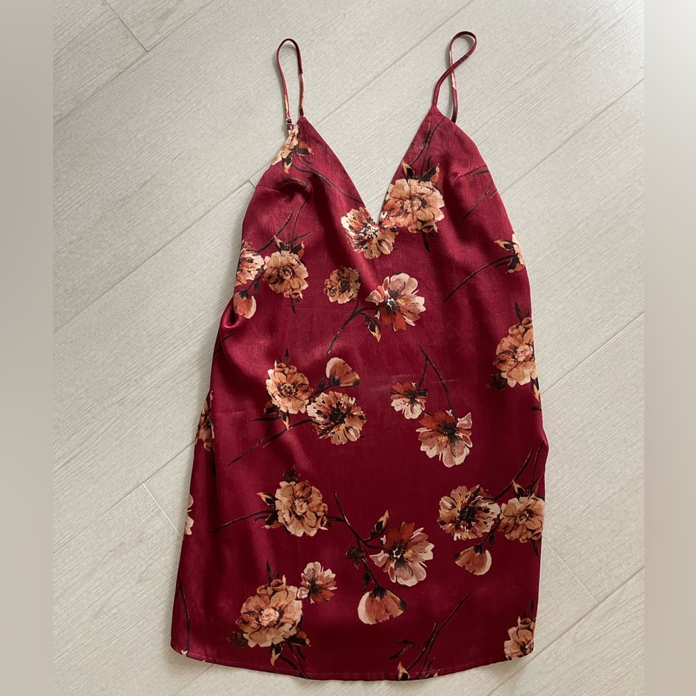 Floral Flowy Red Dress